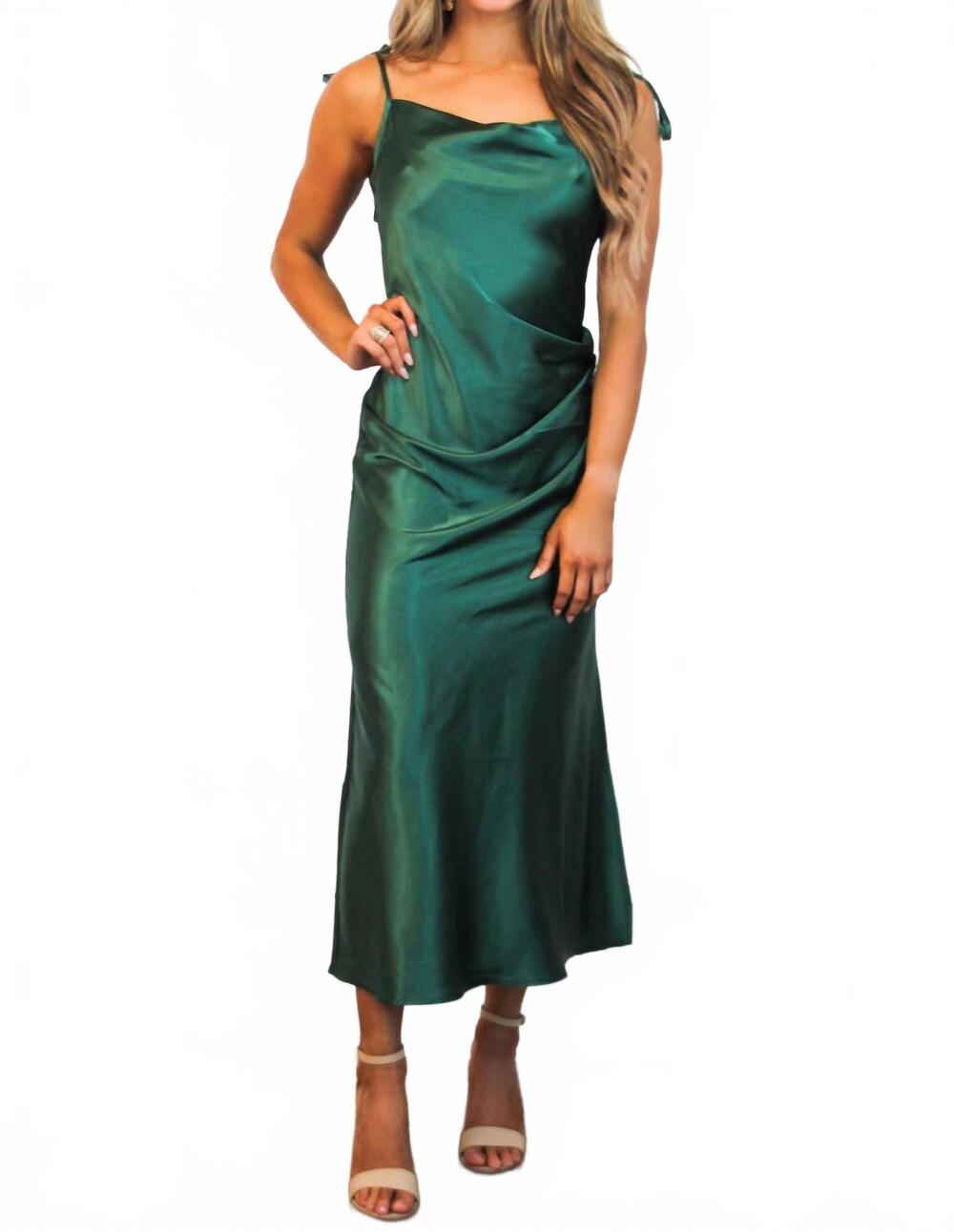 NEW CINDERELLA DIVINE racing hearts satin midi dress in emerald
